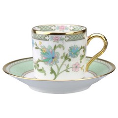 Noritake Yoshino Coffee Cup and Saucer Pair Set Green From Japan