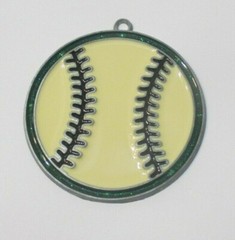 BASEBALL SUNCATCHER WITH GREEN BORDER (SPORTS BALL SUNCATCHERS)