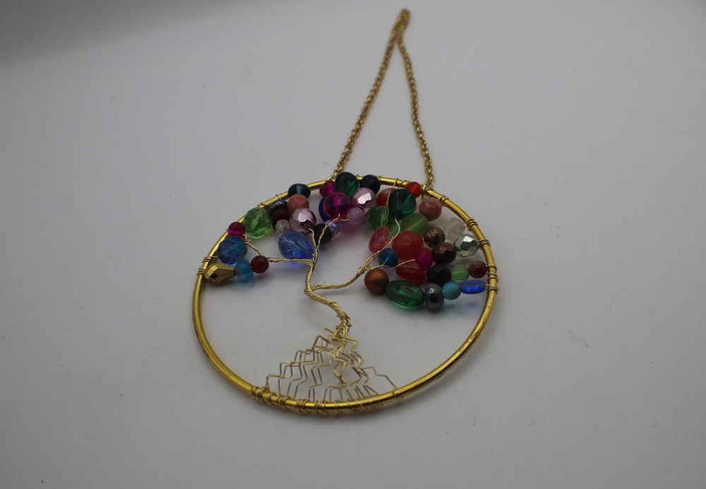 Beaded Wire Tree Of Life Window Charm Sun Catcher. Handmade