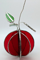 Stained Glass 3D Suncatcher Red Apple With Green Leaves Bright Pretty