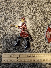 Two Vintage Fire Dept Stained Glass SunCatcher Ornaments Fireman Firefighter
