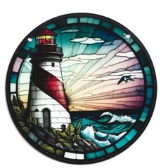 Lighthouse Suncatcher – Stained Acrylic Window Hanging Chain Kit