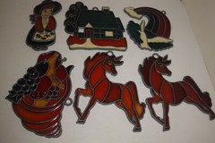 6 Vintage Suncatchers 3.5″ Pretty Decor Suncatcher ; Unicorns Dove w Rainbow