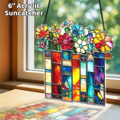 2 Floral Book Shelf Suncatchers 6″ Window Hanging Acrylic Ornaments Back to S…