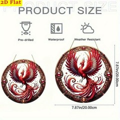 Acrylic Sun Catcher Red Phoenix Hanging Decor Gift for Mythology Enthusiasts