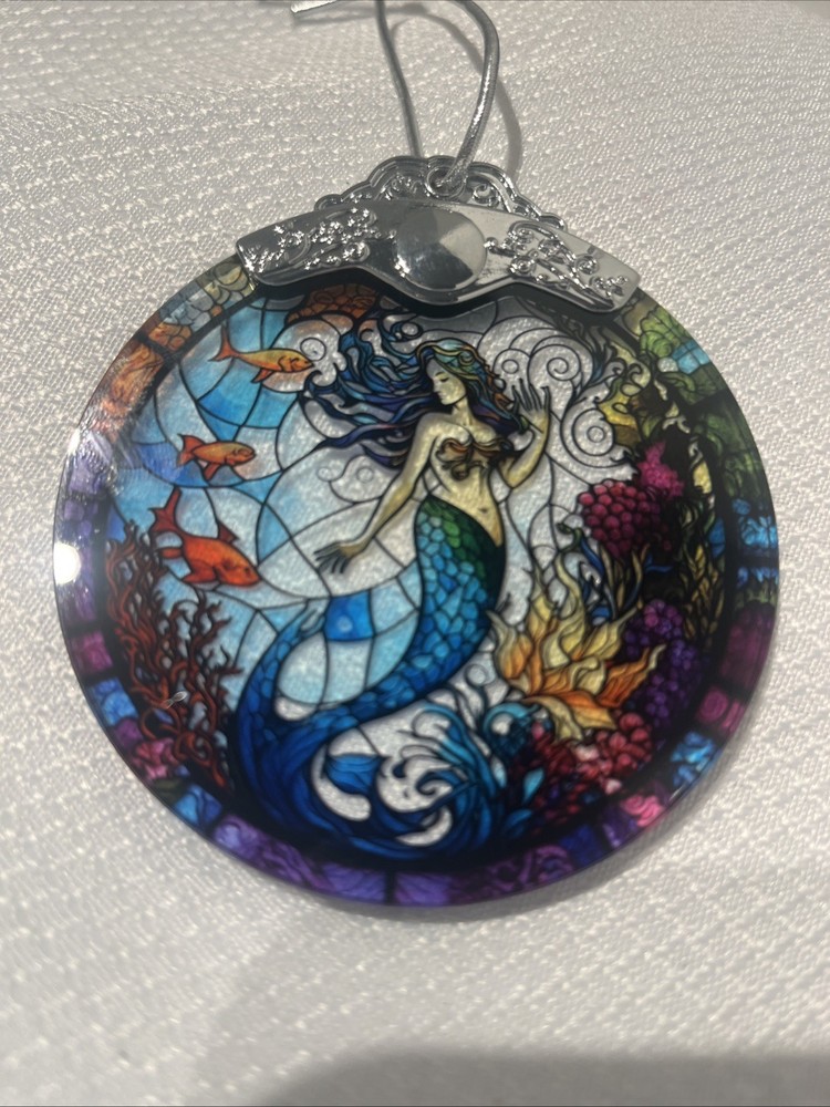Beautiful Mermaid Sea – Ocean Colored Glass Window Hanging Ornament Sun Catcher.