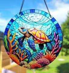 NEW Sea Turtle Coastal Suncatcher Window Decor Sun Catcher Gift