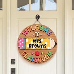 Custom Personalized Teacher Wooden Sign with Rope Door Decor