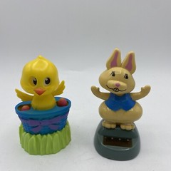 Solar Powered Dancing Easter Chick And Rabbit Lot Of 2