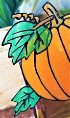 VTG Halloween Pumpkin Fall Harvest Soft Plastic 3D Embossed Glitter Suncatcher