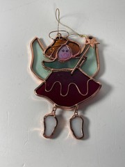 Set of 2 Stained Glass Moveable Angels 5 in.