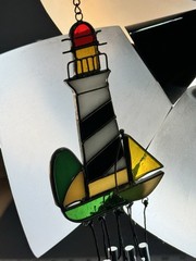 Light House & Sail Boat Stained Glass Suncatcher & Wind Chime