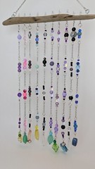 Handmade Natural Driftwood Beaded Suncatcher Boho Decor