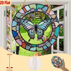 Round Colorful Border Butterfly Acrylic Suncatcher Insect Themed Window Ornament