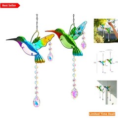 Enchanting 18.1″ Hummingbird Suncatchers – High-Quality Stained Glass for Gifts