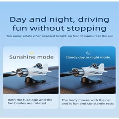 Solar Powered Rotating Airplane Car Dashboard Ornament 360° Auto Spin Decor