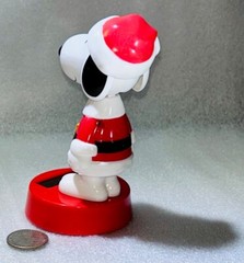 Peanuts Solar Bobble Head Christmas Snoopy Red Santa Suit & Hat 5″ Tall – EUC –