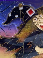 Vintage New Halloween Suncatcher Pumpkin & Witch Window Decor Ornament Plastic