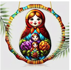 9×9 Inch Russian Matryoshka Suncatcher Acrylic New