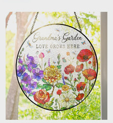 FLAGWIX Stained Glass Suncatcher 10 in “Grandma’s Garden”