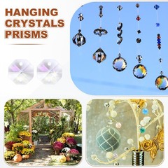 50PCS Crystal 2 Hole Octagon Prisms, 14mm/0.55″ Pendant Hanging [Multicolor]