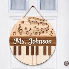 Personalized Music Teacher Wall Sign with Rope Piano Classroom Gift