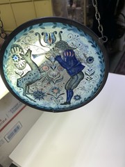 Vintage European stag hunting scene hanging suncatcher