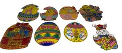 Vintage Easter Vinyl Plastic Suncatchers Decor New Design Inc (lot of 8)