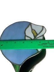 Vintage Stained Glass Calla Lily Mirror Art Nouveau Floral Suncatcher Wall Decor
