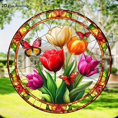 Vibrant Spring Tulips Acrylic Suncatcher Garden Home Hanging Decoration Gift