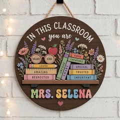 Custom Classroom Wooden Sign with Rope Door Decor