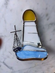 Small Stained Glass Lighthouse And Sailboat