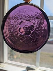 Purple Forget-Me-Not round glass suncatcher