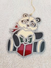 Vintage Stained Glass Style Melted Plastic Hand Made Sun Catcher Panda Bear