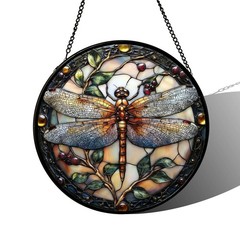 Stained Glass Window Hanging – Dragonfly Plant Suncatcher Ready to Hang Windo…
