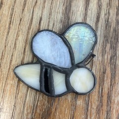 Set Of 4 Vintage Stained Glass Leaded Sun Catchers Mixed Natural Patina 1970’s