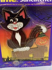 Vintage New Halloween Suncatcher Pumpkin & Cat Window Decor Ornament Plastic