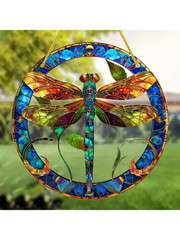 Acrylic Stained Glass Effect Dragonfly Suncatcher Window Hanging Home Decor