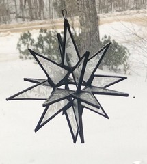18 Point-Stained Glass 3D Star Ornament 5″x 5″ Antique Clear