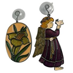 VINTAGE 90s Angel with Dove & Flower Suncatcher Window Decoration Ornament Lot 2