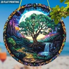 Mountain Waterfall Tree Acrylic Suncatcher Celestial Home Hanging Decoration
