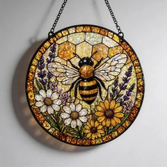 Honey Bee Stained Glass Suncatcher