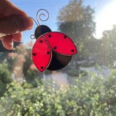 Stained glass ladybug suncatcher, lucky ladybug window hanging decor