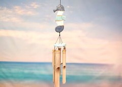 Hanging Bamboo Seahorse Windchime (1 Chime approx. 34 x 3.5 inches)