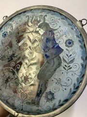 Vintage European stag hunting scene hanging suncatcher