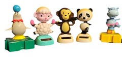 Solar Powered Dancing Animals Toys Monkey Lamb Seal Panda Hippo 4” Circus Fun