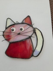 Stained Glass”Cat” sun catcher or ornament , 4 x 4 inch