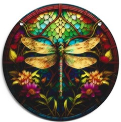 Dragonfly Delight Suncatcher Round Acrylic Window Hanging 6″ x 6″ & Chain Kit