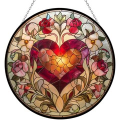 Personalized Valentine’s Heart Stained Glass Suncatcher for Home Decor