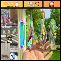 4PCS 5″ Large Crystal Sun Catchers – Window Prisms for Rainbows & Home Decor